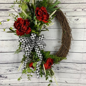 Spring front door wreaths, Summer wreaths for front door, Valentine wreaths, Red peony wreaths, Front door wreath, Spring decor image 9