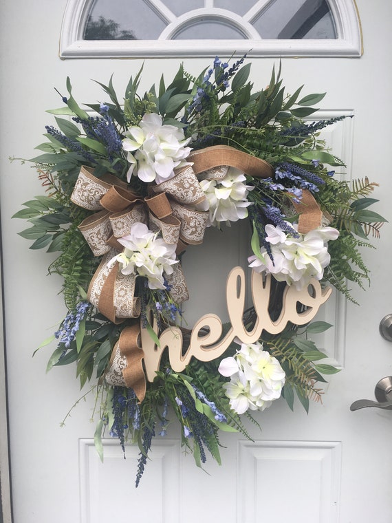 Summer Wreaths For Front Door Year Round Wreath Hello Wreath Hydrangea Wreaths For Front Door Wild Flower Wreaths