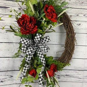 Spring front door wreaths, Summer wreaths for front door, Valentine wreaths, Red peony wreaths, Front door wreath, Spring decor image 10