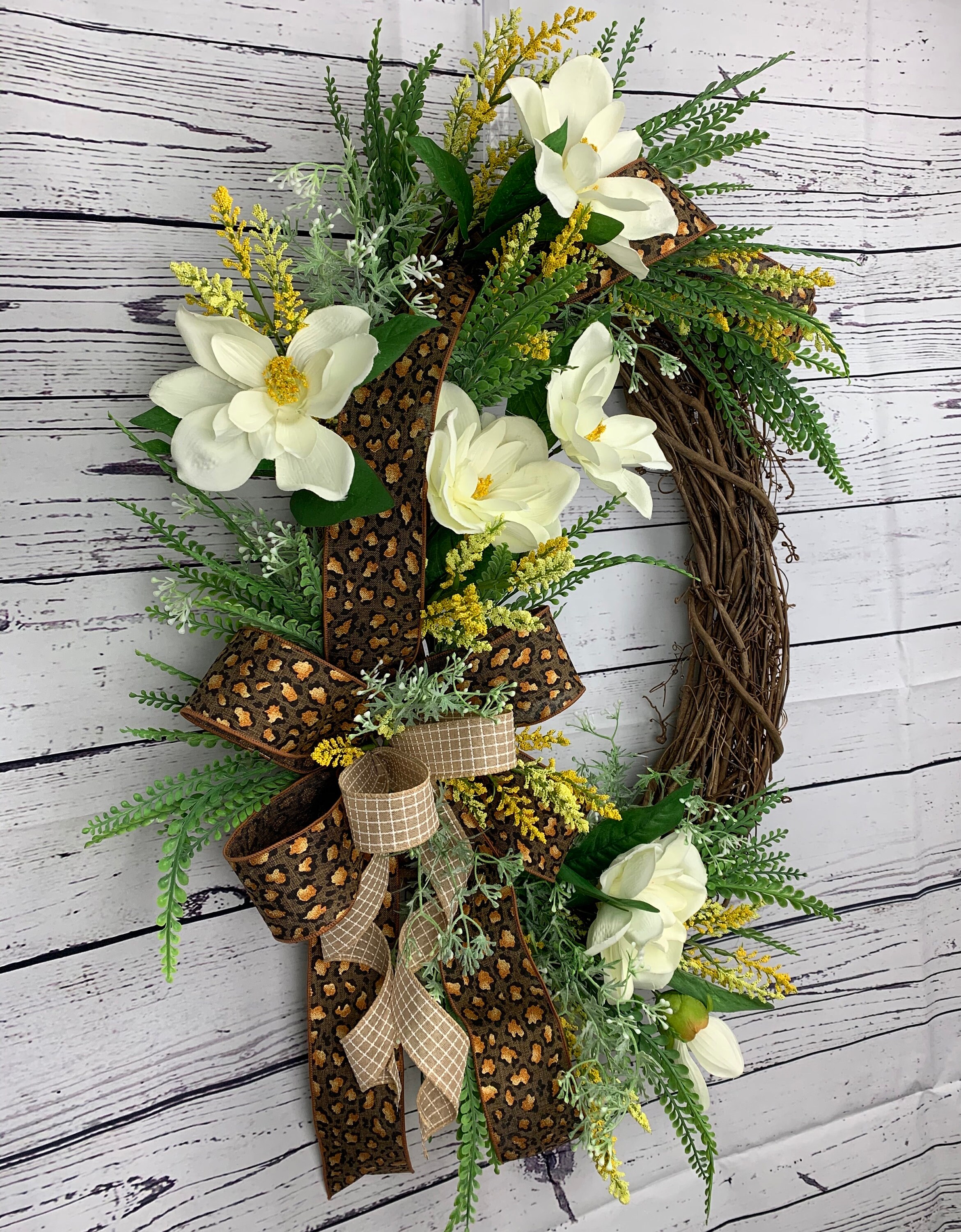 Magnolia Spring Wreath Front Door Wreaths Magnolia Decor Etsy