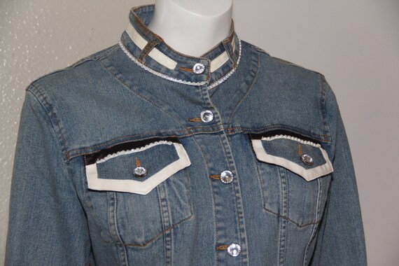 ANEV Vintage 1990s Women Denim Jean Jacket with L… - image 2