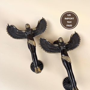 Vintage Winged Angel Door Handle Set Art Deco Goddess Cabinet Pull Antique Style Decorative Furniture Hardware Valentines Day gift