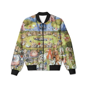Bosch bomber jacket, printed jacket The garden of earthly delights by Bosch, gift ideas from ONME, gift for women
