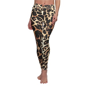 Leopard Printed Stretch Pants for Women Trendy Animal Print Yoga Tights Casual Leggings Workout Apparel Lounge Wear Chic Fashion