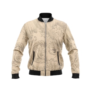 Men&#39;s Bomber jacket with modern print Katsushika Hokusai Vintage Japanese Wear for men Streetwear clothing Japanese style Printed Bomber