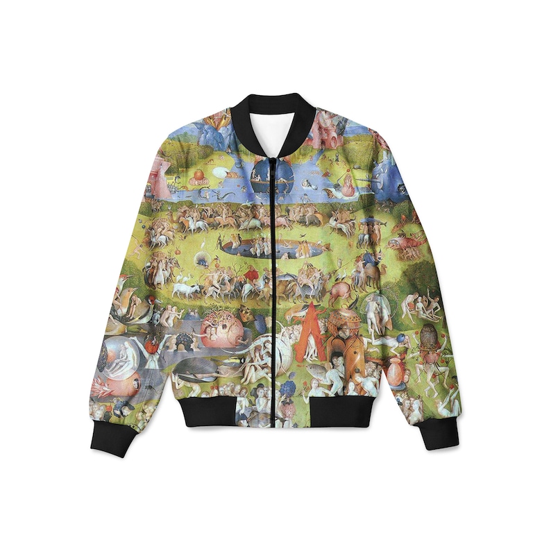 gift ideas from ONME printed jacket The garden of earthly delights by Bosch Bosch bomber jacket