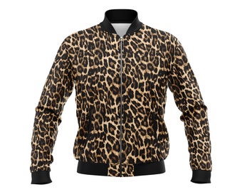 Leopard bomber jacket, Printed Bomber-jacket, leopard print fashion bomber, gift for her gift for him gift for women man,