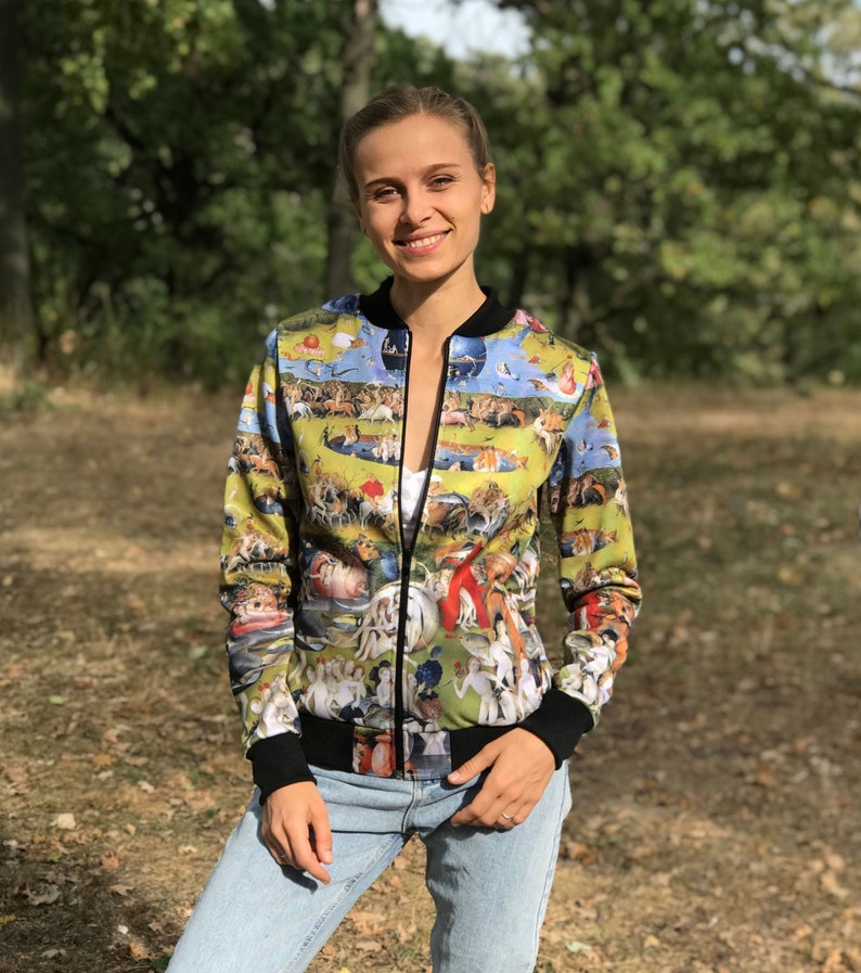 gift ideas from ONME printed jacket The garden of earthly delights by Bosch Bosch bomber jacket