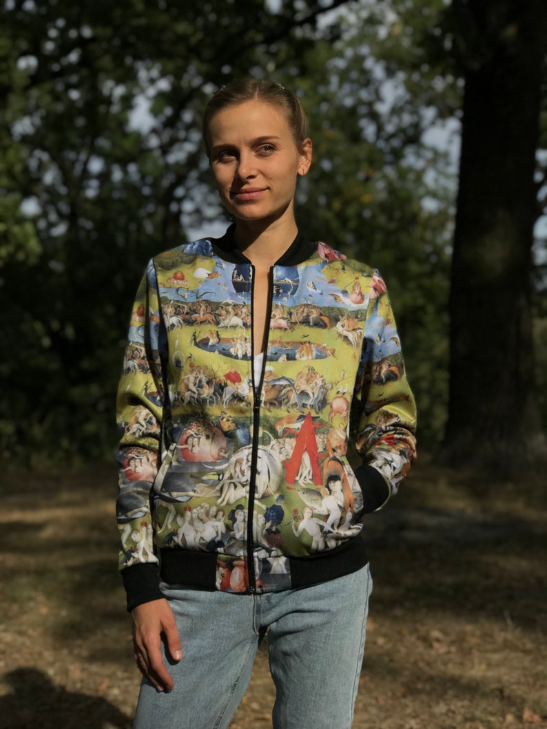 gift ideas from ONME printed jacket The garden of earthly delights by Bosch Bosch bomber jacket