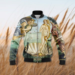 Botticelli bomber jacket, Printed bomber-jacket &quot;Birth of Venus&quot;,  ,gift for boyfriend