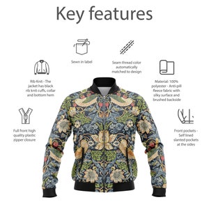 Bomber jacket Van Gogh, floral bomber jacket Almond Blossoms, all over print bomber jacket art print clothing gift for son image 8