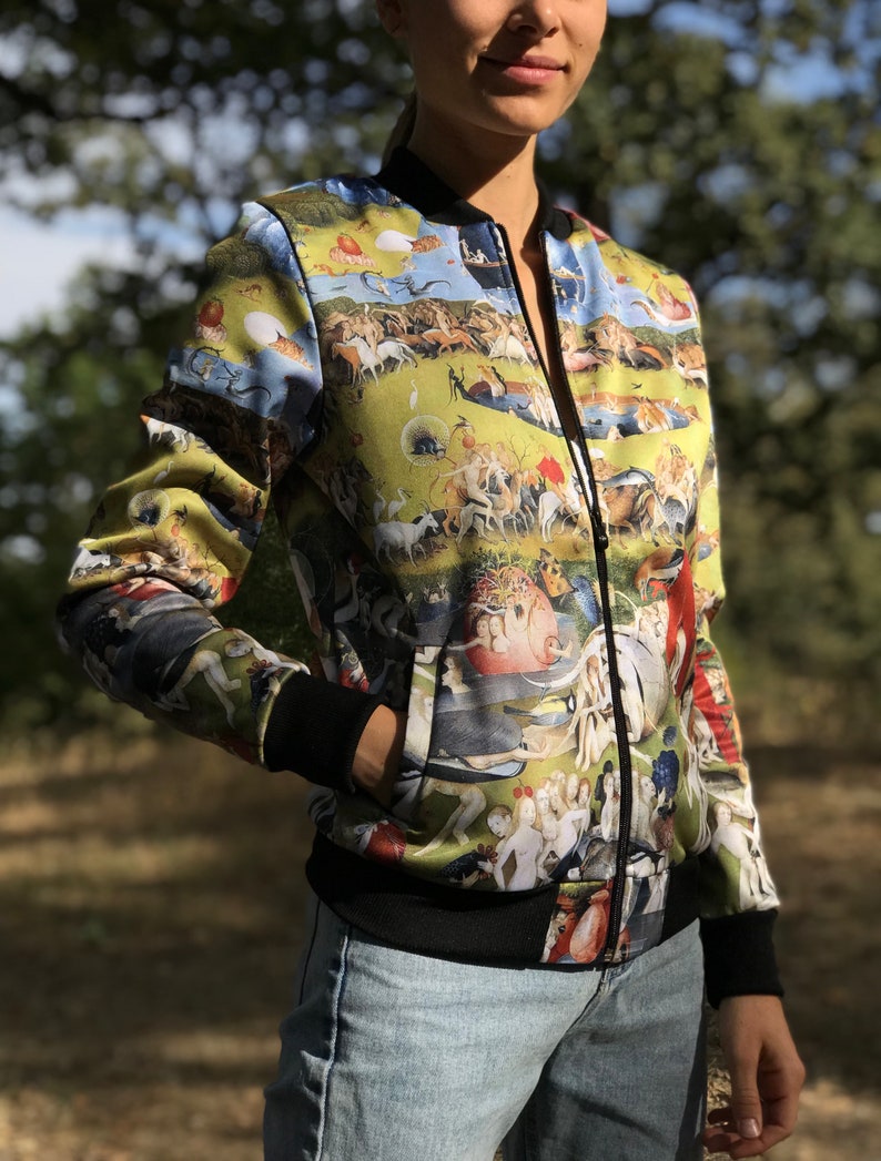 gift ideas from ONME printed jacket The garden of earthly delights by Bosch Bosch bomber jacket