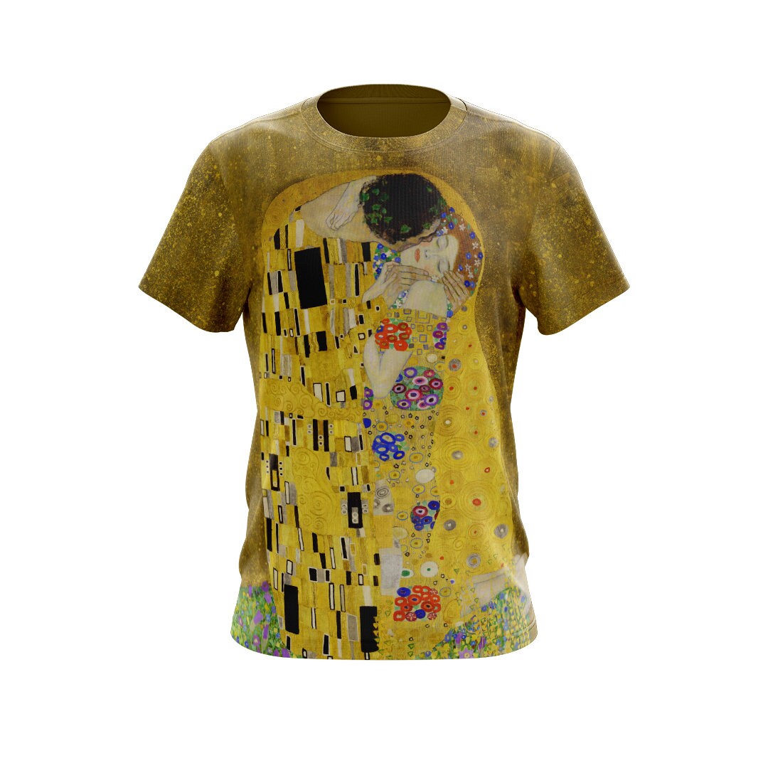 Maglietta riciclata con stampa completa del dipinto di Gustav Klimt Il bacio idea regalo di ONME regalo di Halloween per la festa di Halloween Etsy Italia
