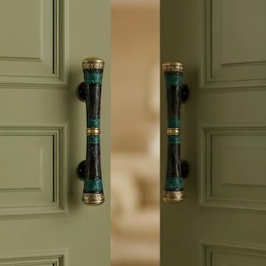 Vintage Decorative Door Handle Set Oriental Style Cabinet Pull Antique Brass Handle Luxury Furniture Hardware Decor for Entryway