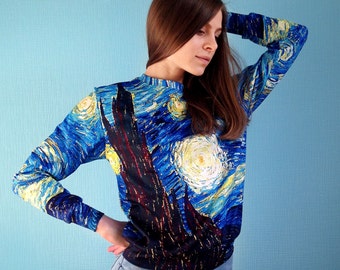 Unisex full printed sweatshirt, sweater "Van Gogh The Starry Night" gift for her gift for him gift ideas