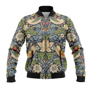Bomberjacke Bower &#39;Design von William Morris Blumendruck-Modebomber Streetwear-Jacke Bedruckte Jacke Ästhetische Kleidung