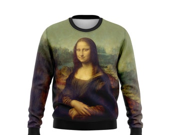 Sweatshirt with print of Mona Lisa painting by Leonardo da Vinci Fine art print Artistic sweater Gift ideas from ONME Gift for Men