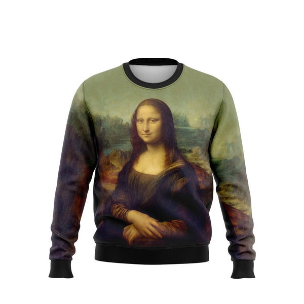 Sweatshirt with print of Mona Lisa painting by Leonardo da Vinci Fine art print Artistic sweater Gift ideas from ONME Gift for Men