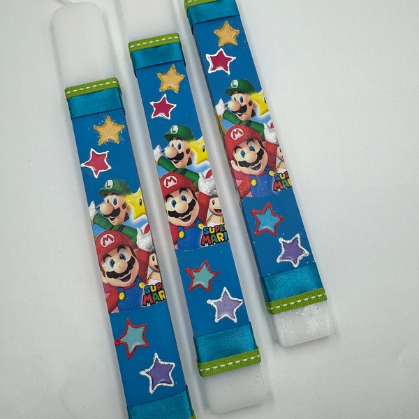 Super Mario Bros. Greek Easter Candle/Lambatha