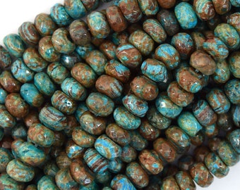 Faceted African Turquoise Rondelle Beads 15 nsKE339 3x4mm