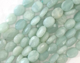 16 in strand Natural Amazonite flat oval beads 13x18mm Close Out