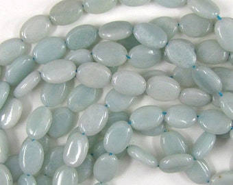16 in strand Natural Amazonite flat oval beads 13x18mm Close Out