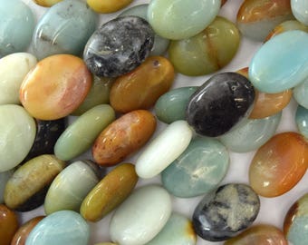 16 in strand Natural Amazonite flat oval beads 13x18mm Close Out