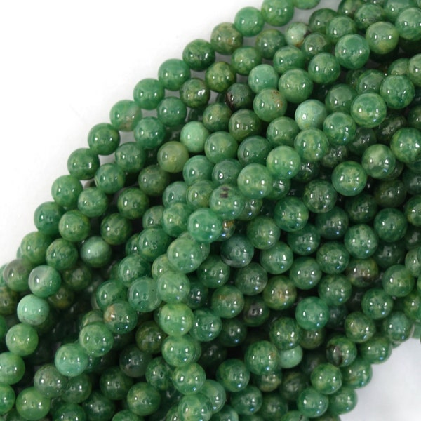 Natural Green African Jade Round Beads 15.5" Strand 4mm 6mm 8mm 10mm S2