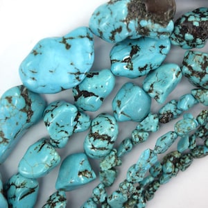 Blue Turquoise Pebble Nugget Beads 15&quot; Strand 6-8mm 10-12mm 18-25mm 30-35mm