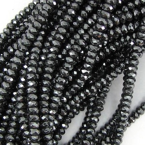 Natural Faceted Hematite Rondelle Button Beads 15.5&quot; Strand 4mm 6mm 8mm 10mm