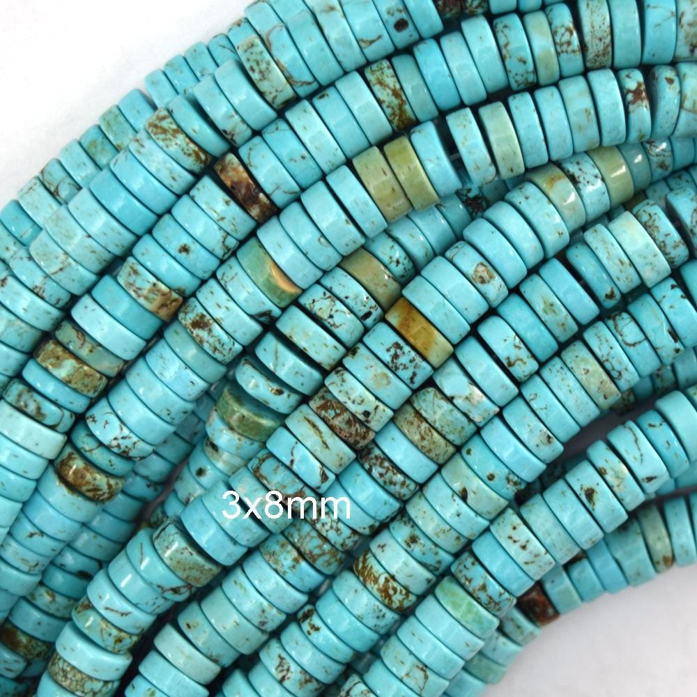 Lapis Blue Howlite Turquoise Heishi Disc Beads – 2x4mm & 3x6mm, 15.5" Strand