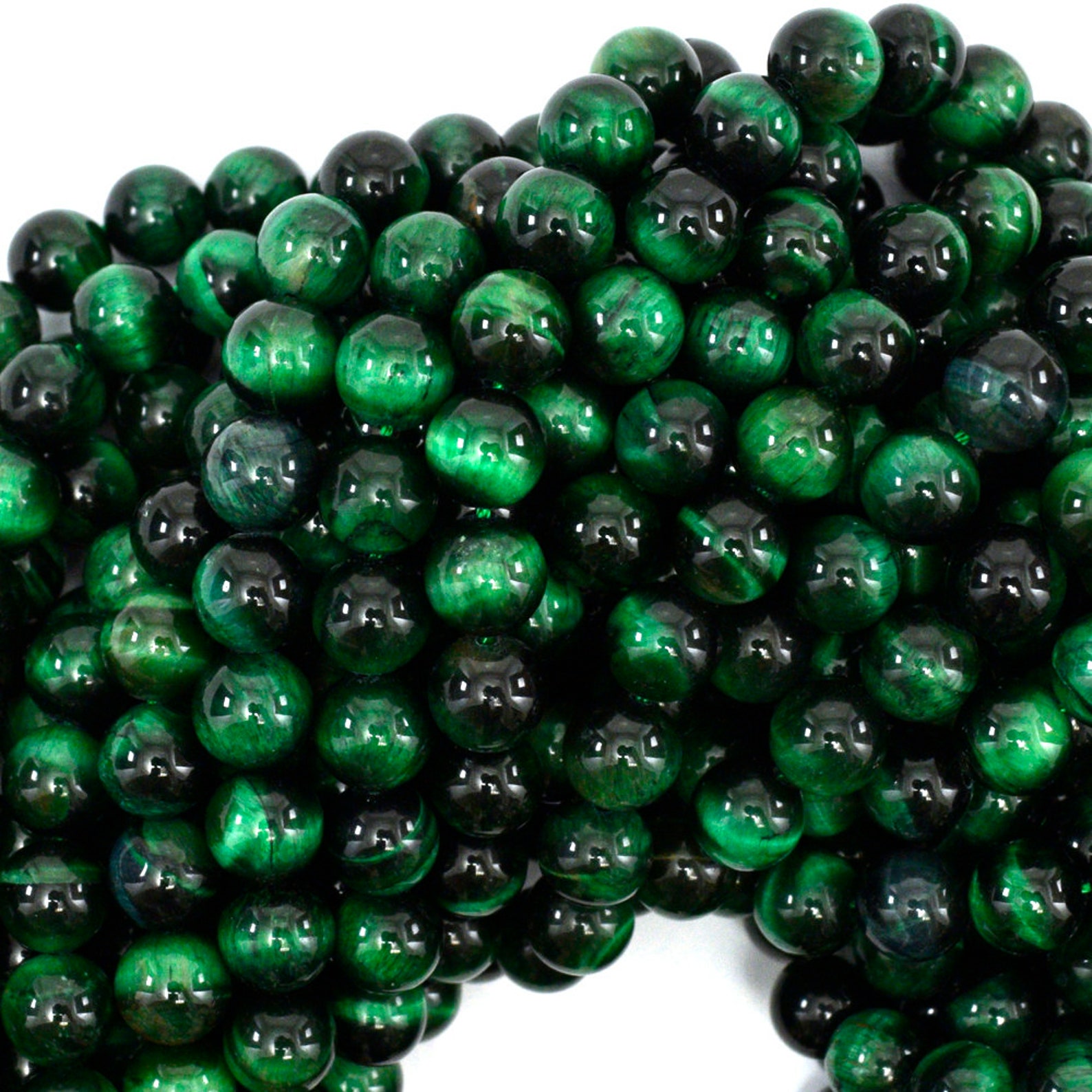 Green Tiger Eye Round Beads Gemstone 15.5 Strand 4mm 6mm Etsy