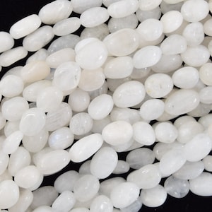 7mm - 9mm natural white moonstone pebble nugget beads 15.5&quot; strand