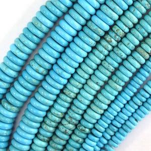 Light Blue Turquoise Rondelle Button Beads 15.5" Strand 6mm 8mm 10mm 12mm