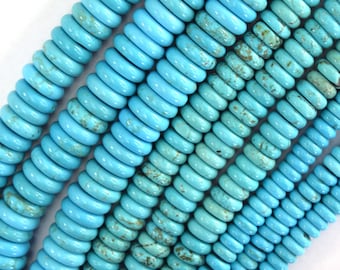 Perles rondelles turquoise bleu clair, fil de 39,4 cm (15,5 po), 6 mm, 8 mm, 10 mm, 12 mm