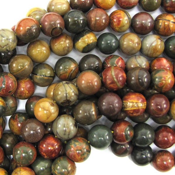 Natural Multicolor Picasso Jasper Round Beads 15" Strand 4mm 6mm 8mm 10mm 12mm