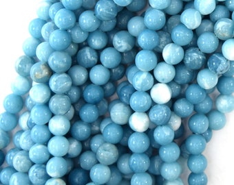 6mm blue larimar quartz round beads 15.5" strand S1 38006