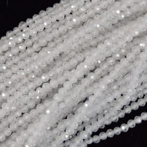 Faceted Clear White CZ Cubic Zirconia Round Beads 14" Strand 3mm 4mm 3mm