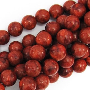 Red Sponge Coral Round Beads Gemstone 15.5&quot; Strand 4mm 6mm 8mm 10mm 12mm
