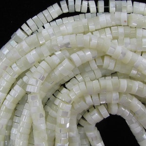 6mm white mother of pearl mop heishi disc beads 15.5" strand
