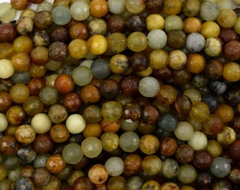 Faceted Flower Jade Round Beads Gemstone 15.5" Strand 4mm 6mm 8mm 10mm 12mm