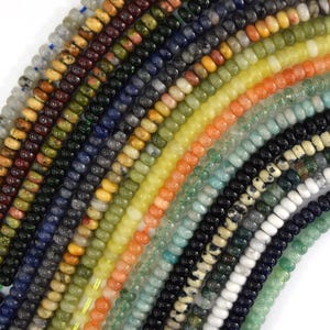 2x4mm Natural Various Gemstones Rondelle Button Spacer Beads 15" Strand 4mm