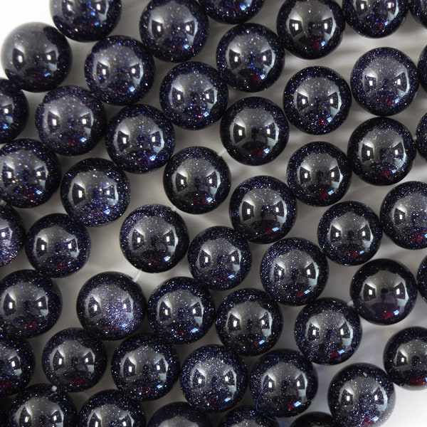 Blue Goldstone Round Beads Gemstone 14.5" Strand 4mm 6mm 8mm 10mm 12mm