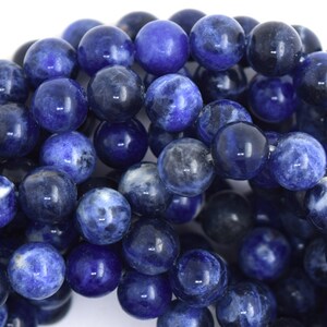 Natural Blue Sodalite Round Beads Gemstone 15 Strand 4mm 6mm 8mm 10mm ...