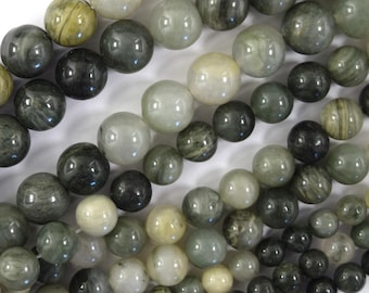 Natural Green Line Jasper Round Beads Gemstone 15" Strand 6mm 8mm 10mm