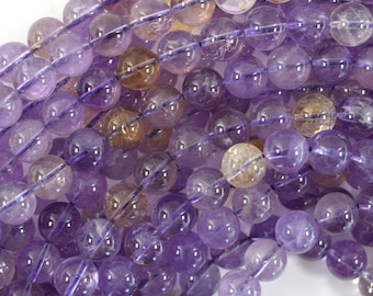 AA Natural Ametrine Round Beads Gemstone 15.5" Strand 6mm 8mm 10mm