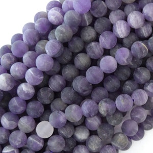 Natural Matte Purple Amethyst Round Beads 15 Strand 4mm 6mm 8mm 10mm 12mm image 3