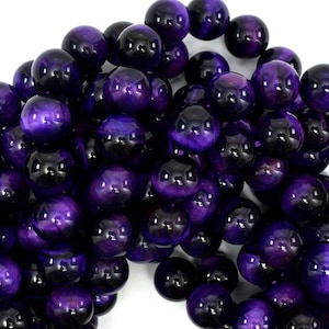 AA Purple Tiger Eye Round Beads Gemstone 15" Strand 4mm 6mm 8mm 10mm 12mm