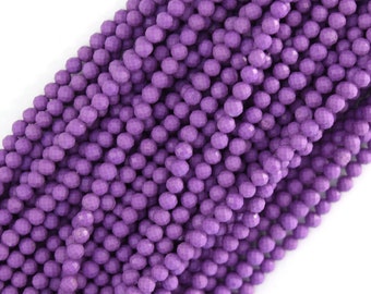 Natural Faceted Purple Phosphosiderite Round Beads 15.5" Strand 3mm 4mm