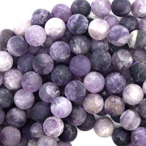 Natural Matte Purple Amethyst Round Beads 15 Strand 4mm 6mm 8mm 10mm 12mm image 5